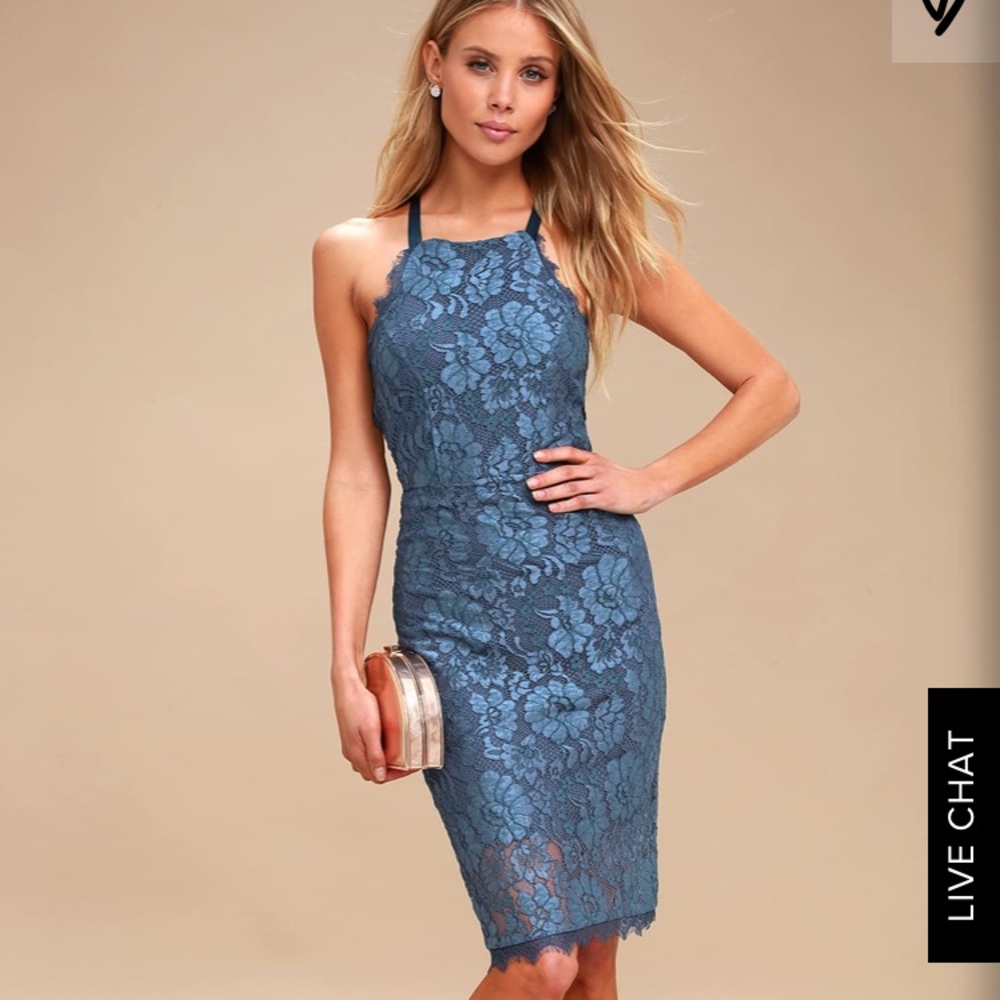 HOLIDAY SALE BLUSH LACE BODYCON MIDI DRESS